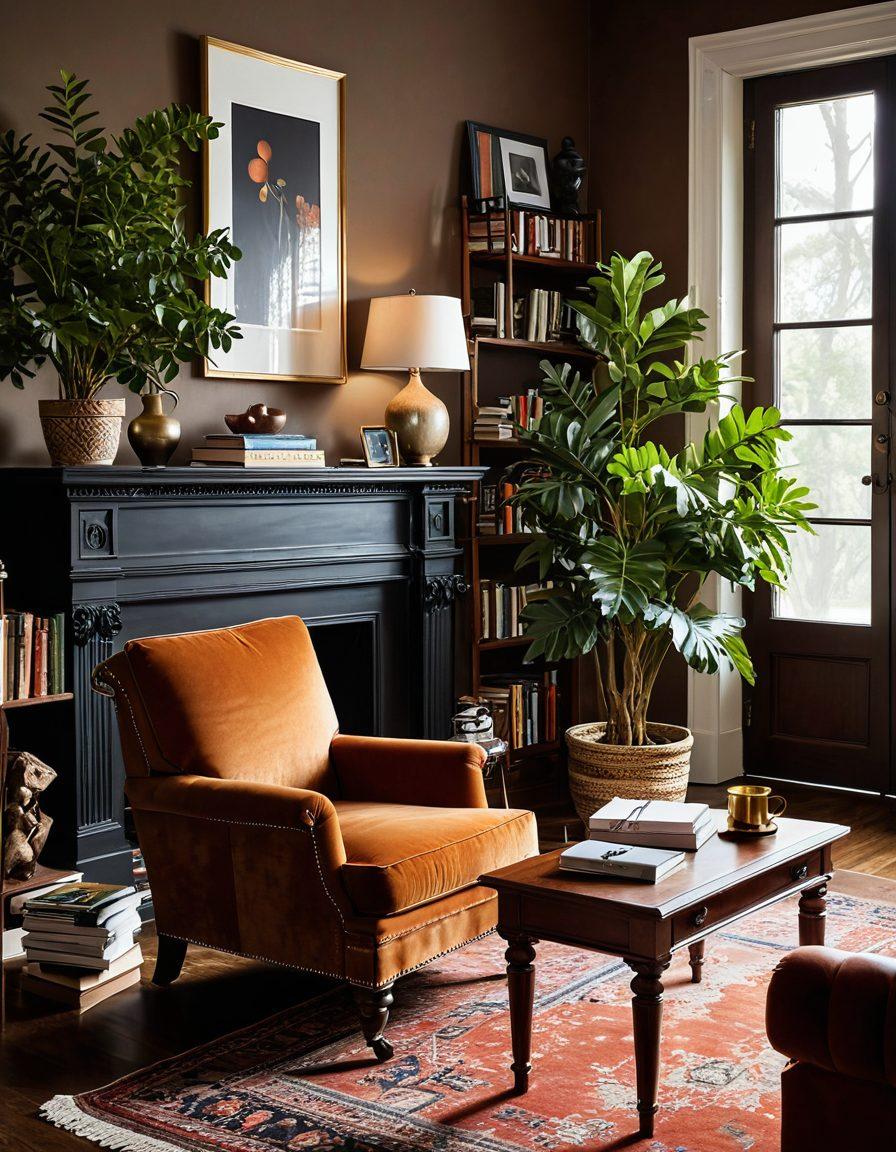A contrasting scene depicting a luxurious, inviting study filled with plush furnishings, stacks of books, and a glowing laptop showcasing tasteful explicit content, alongside a stylish budget planner and a potted money tree symbolizing financial wellness. The atmosphere is warm and inviting, with soft lighting and rich textures enhancing the comfort of the space. super-realistic. vibrant colors. cozy ambiance.